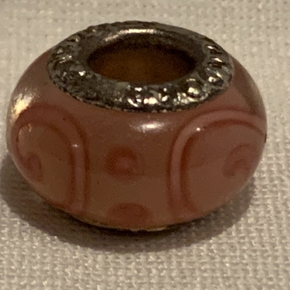 NWOT Pink Glass Bead Charm Silver Plated